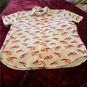 J. Crew Red Lobster Print Casual Shirt Short Sleeve. XL